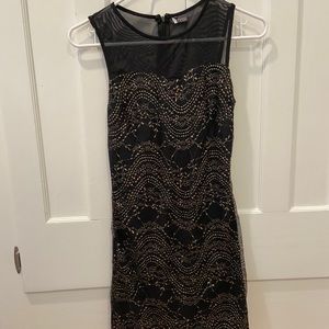 LBD with Mesh Top Detail & Gold Embroidery
